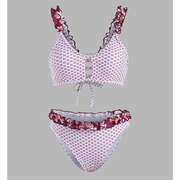 Cider Other - NWT Patchwork Floral Ruffle Cut out Bikini Set S $25 Cider boho hippie